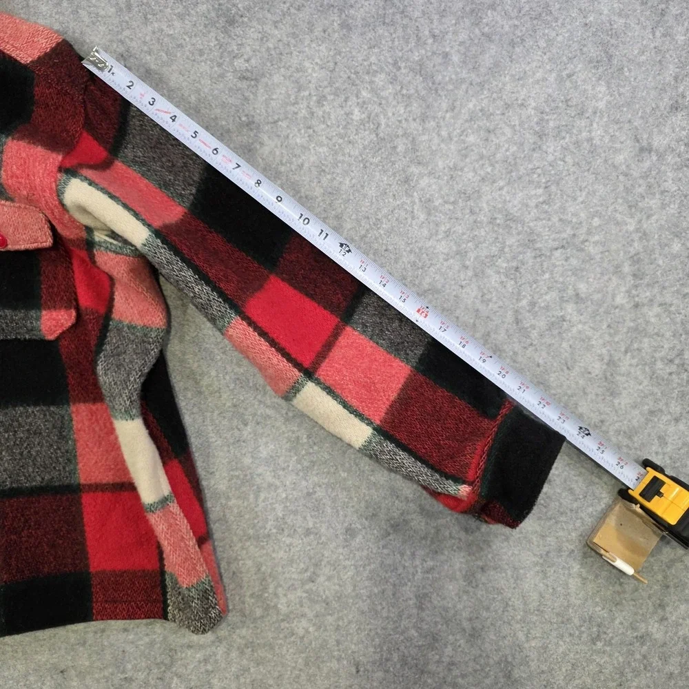 VTG 70s? LL Bean Jacket Mens XL Red Plaid Wool Flannel 552B Script Heavy Hunting